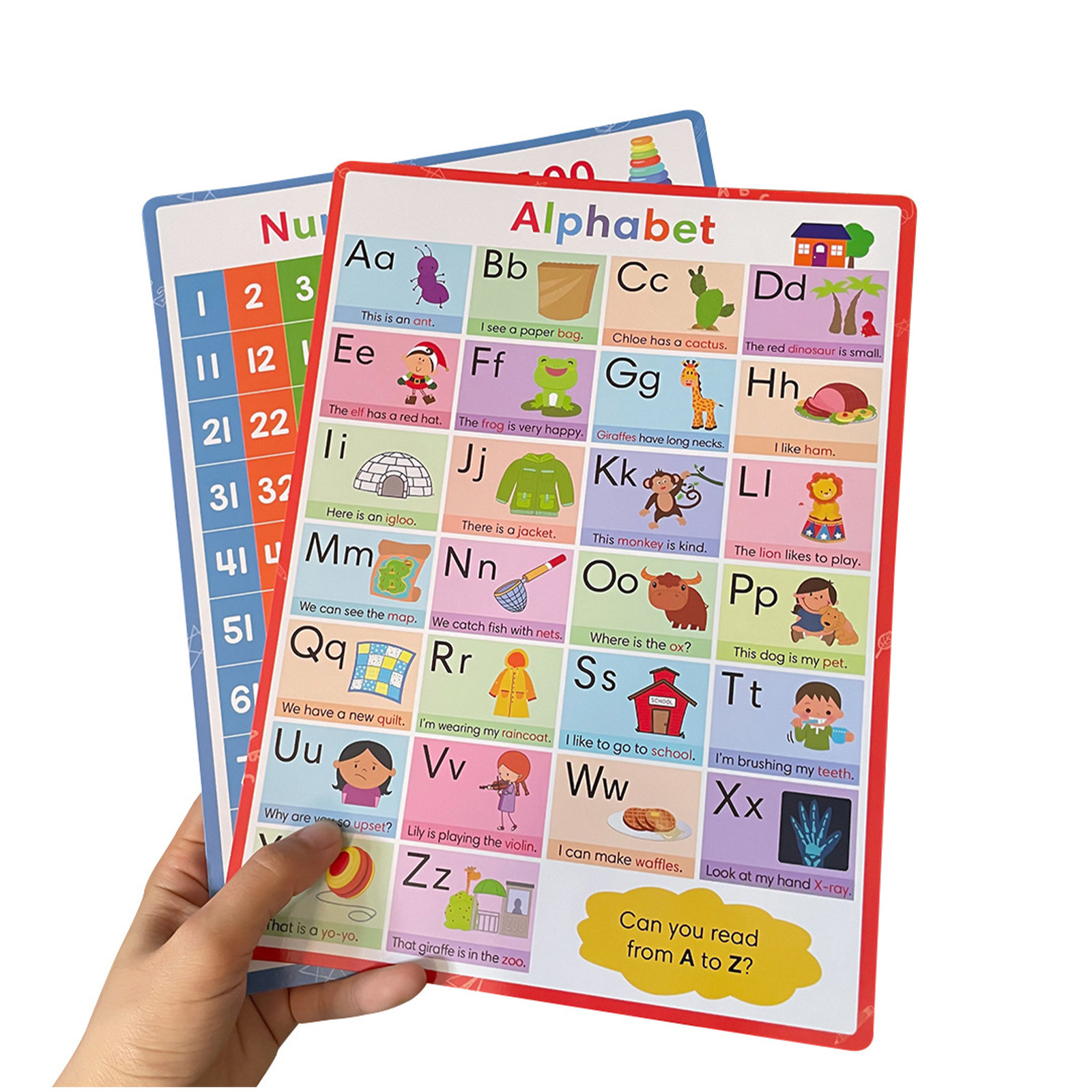 Kids Education Wallpaper - 2개 세트 알파벳 숫자 포스터 세트,
