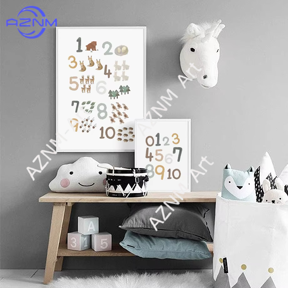 1/2pcs 교육 학습 숫자 동물 보육원 벽 인쇄 종이 - Kids Education Wallpaper 리뷰 및 가격