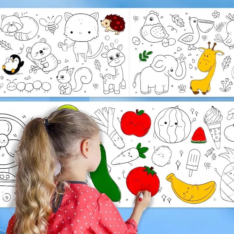 어린이 색칠 종이 롤 스티커 DIY 벽 바닥 그림 색상 - Kids Education Wallpaper 리뷰 및 가격