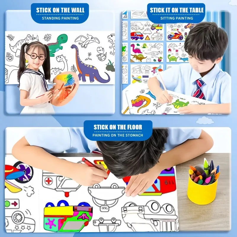 어린이 색칠 종이 롤 스티커 DIY 벽 바닥 그림 색상 - Kids Education Wallpaper 리뷰 및 가격