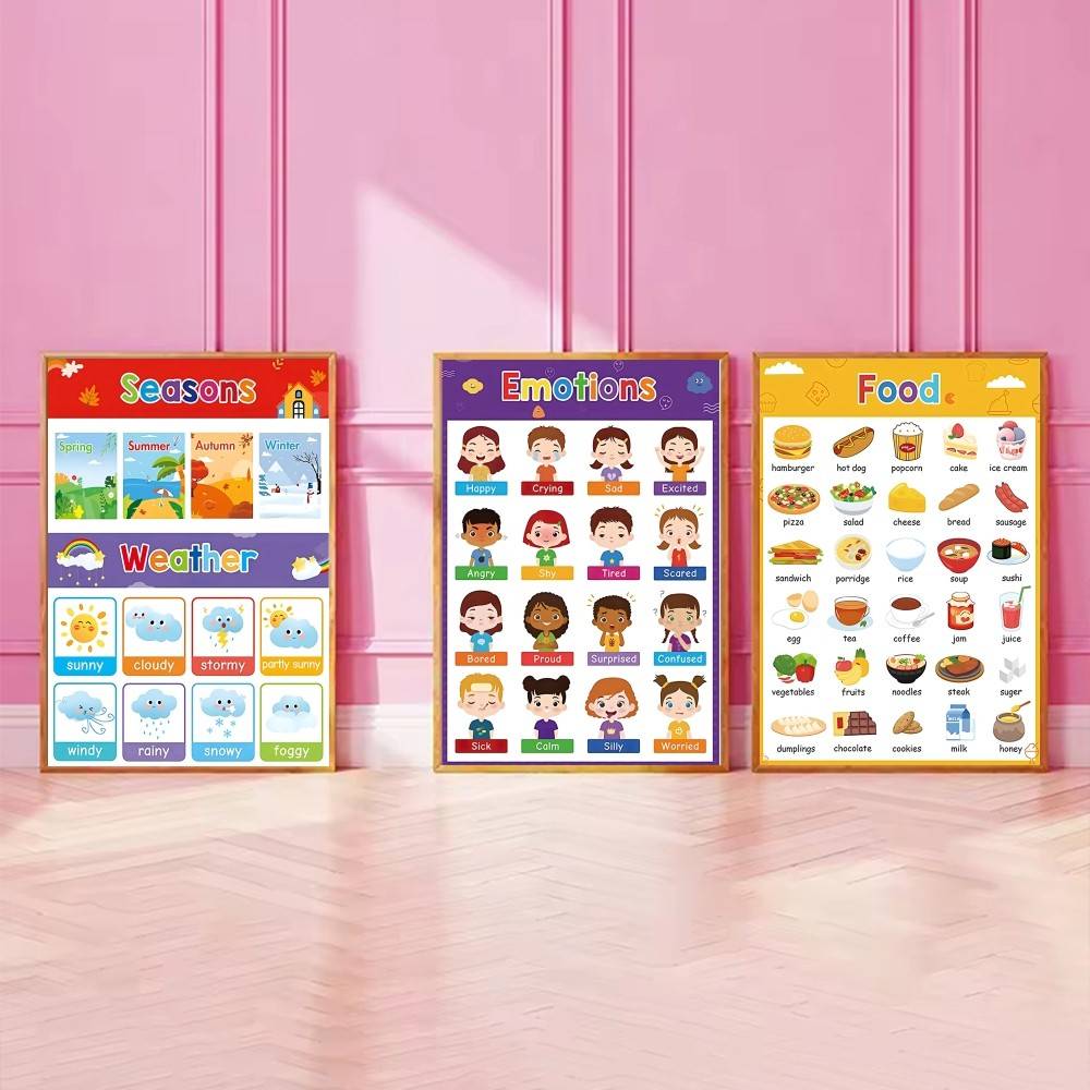 알록달록한 유아 교육용 차트 무광택 종이 포스터 계절  - Kids Education Wallpaper 리뷰 및 가격