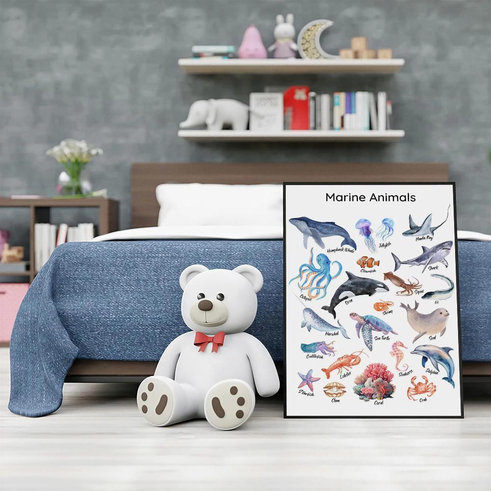 교육용 동물 HD 벽 아트 포스터 농장 숲 바다 곤충  - Kids Education Wallpaper 리뷰 및 가격