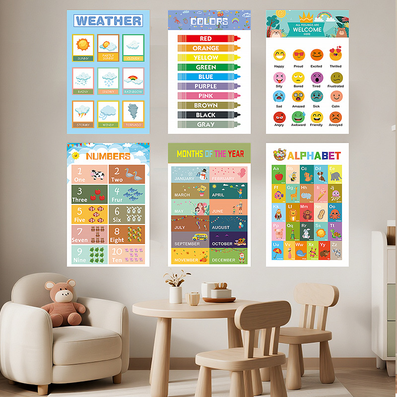 유아를위한 12Pcs 교육 포스터 유치원 교실 벽 장식 - Kids Education Wallpaper 리뷰 및 가격