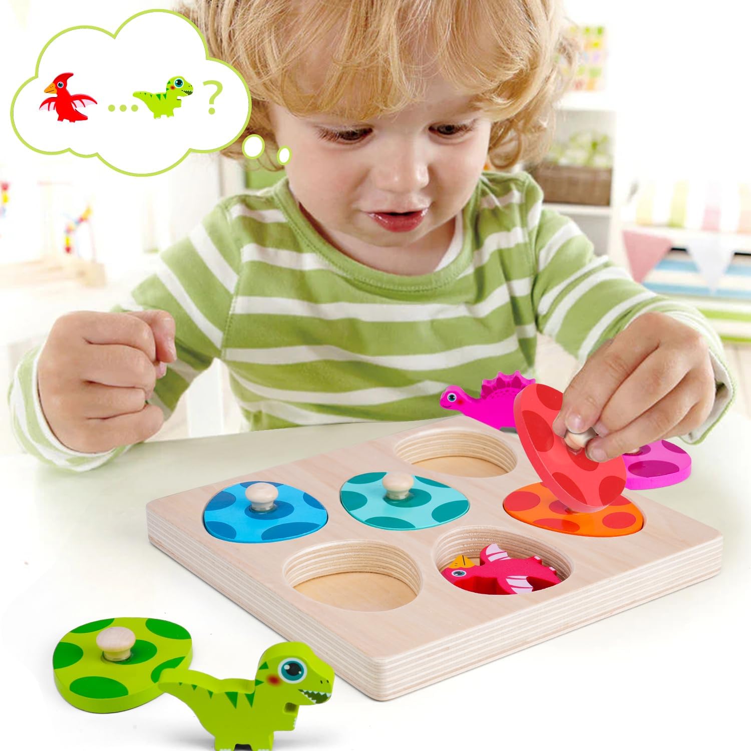 나무 공룡 지그 소 퍼즐 장난감 몬테소리 페그 퍼즐 게 - Kids Nature Education 리뷰 및 가격